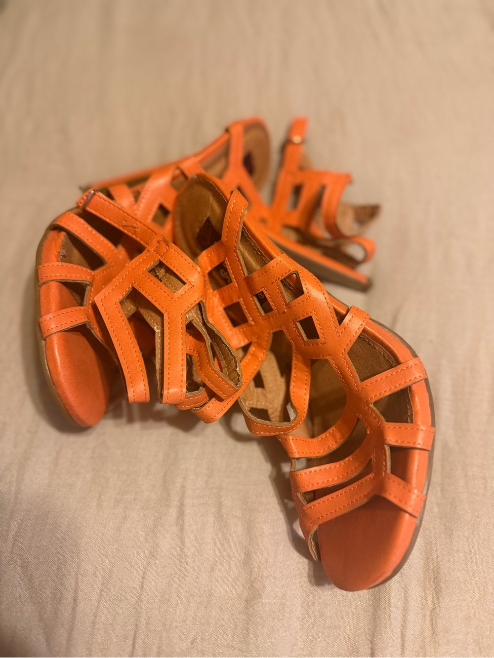 Women’s Orange Strappy High Heel Sandals